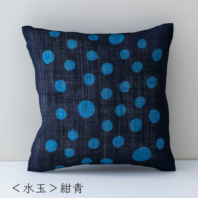 【麻】型染めのクッションカバー ＜水玉＞｜山内武志さん（山内染色工房・アトリエぬいや）座布団,ソファ