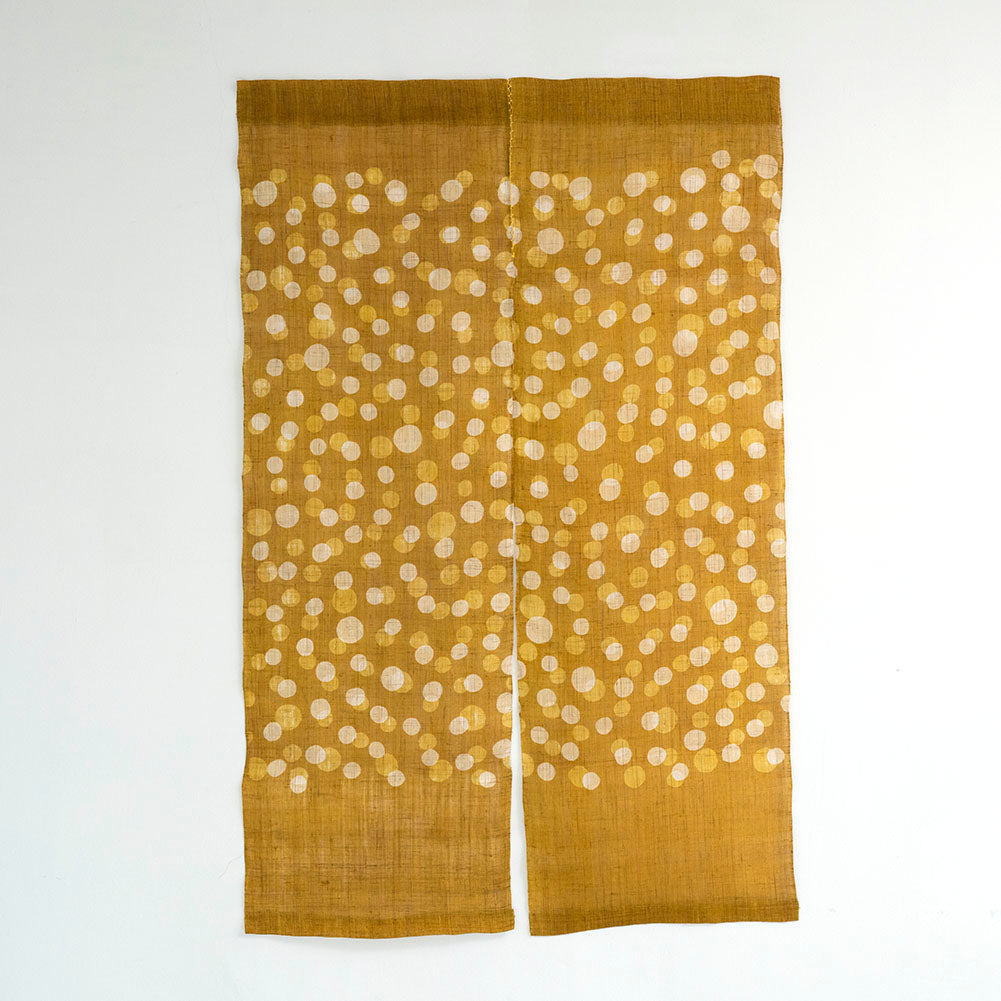 【麻】型染めののれん＜水玉（小）＞両面｜ 山内武志さん（山内染色工房・アトリエぬいや） （暖簾・タペストリー）
