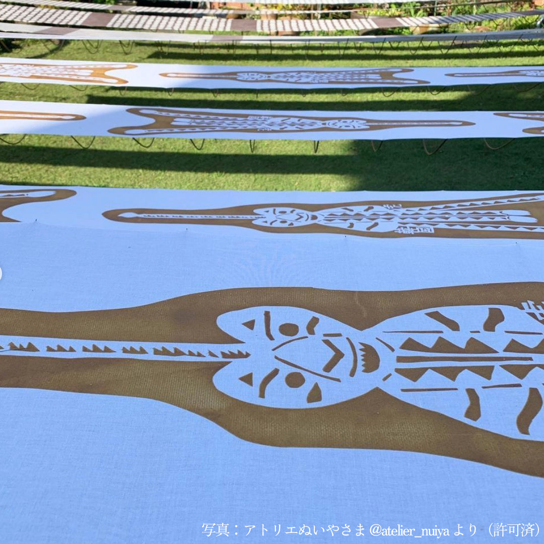 【限定品】型染めの手ぬぐい＜韓国　オンドル紙の魔除け虎＞｜山内武志さん（山内染色工房・アトリエぬいや）【ネコポス対応可】