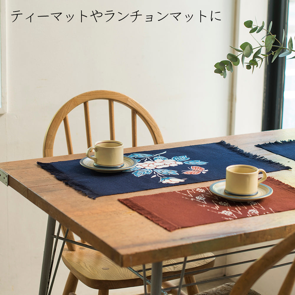 【綿麻・大】型染めの卓布＜とんぼ＞房｜山内武志さん（山内染色工房・アトリエぬいや）【ネコポス対応可】