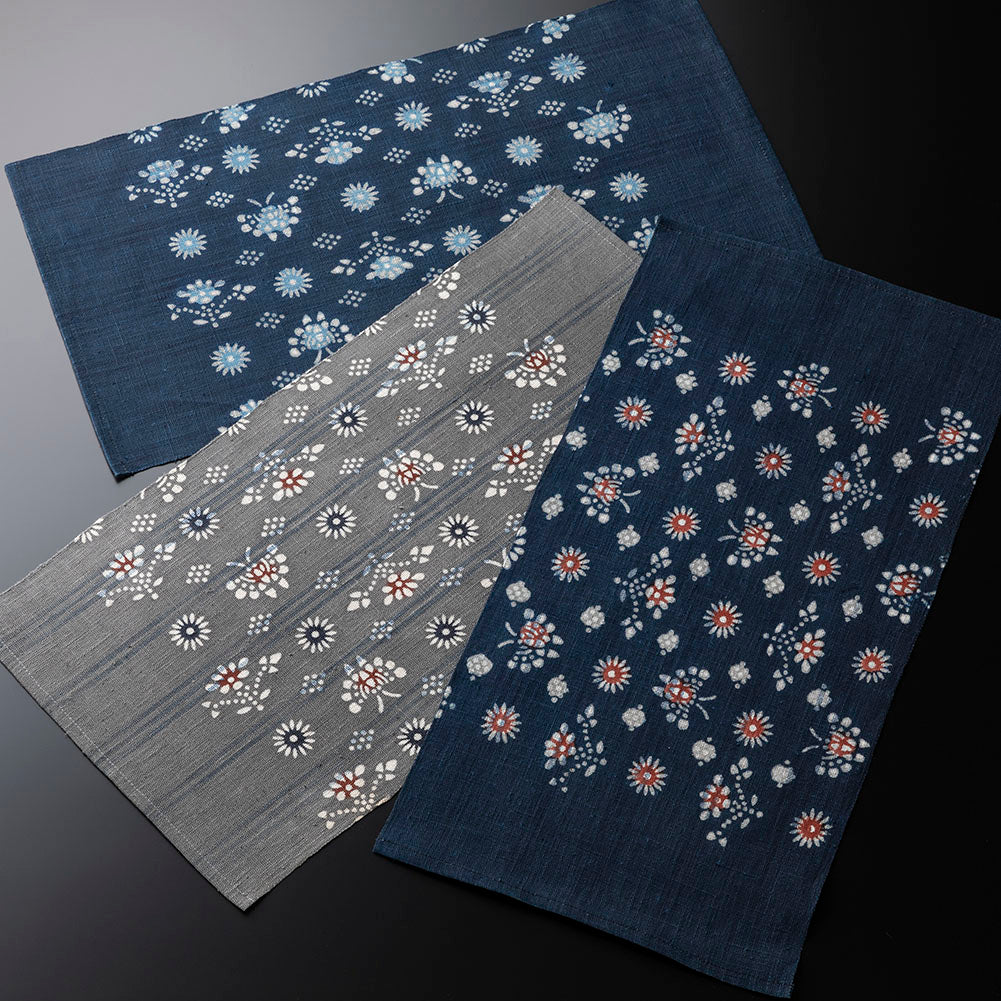 【縞布・大】型染めの卓布＜印花文（いんかもん）＞ 縫留｜山内武志さん（山内染色工房／アトリエぬいや）【ネコポス対応可】