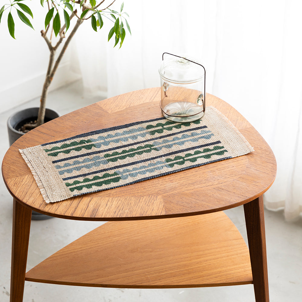【麻・小】型染めの卓布＜波＞房｜山内武志さん（山内染色工房／アトリエぬいや）