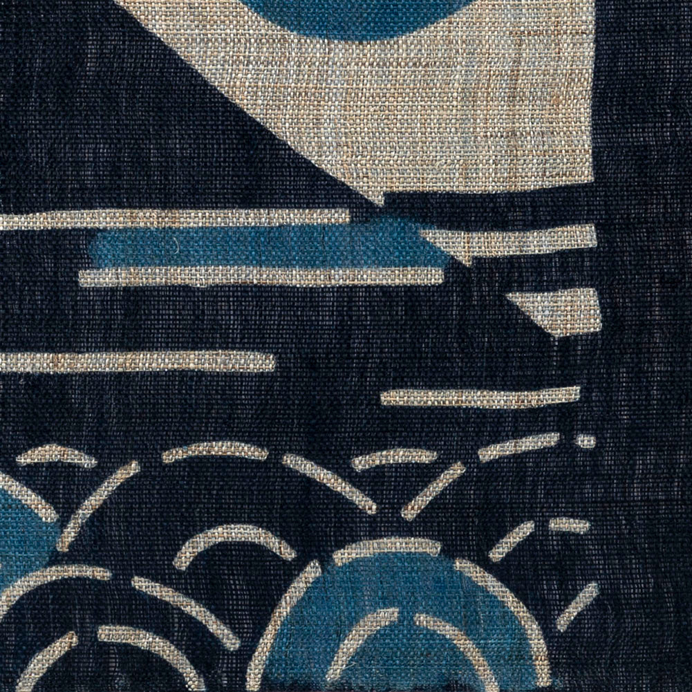 【麻・ロング】藍染めの卓布＜富士万象・日と月と＞ 房｜山内武志さん（山内染色工房／アトリエぬいや）