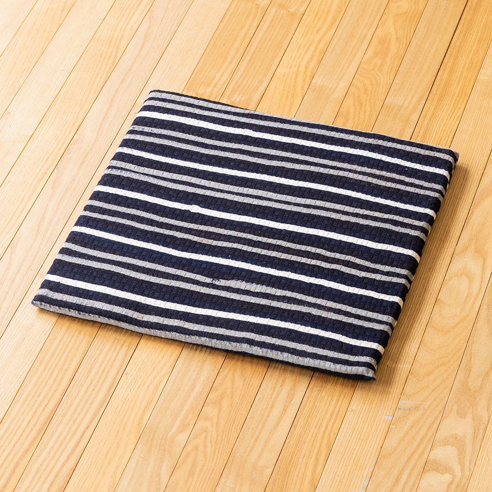 【大】筒描きの椅子敷き＜波縞・子持ち縞＞綿スラブ｜山内武志さん（山内染色工房／アトリエぬいや） 静岡県浜松市 チェアマット