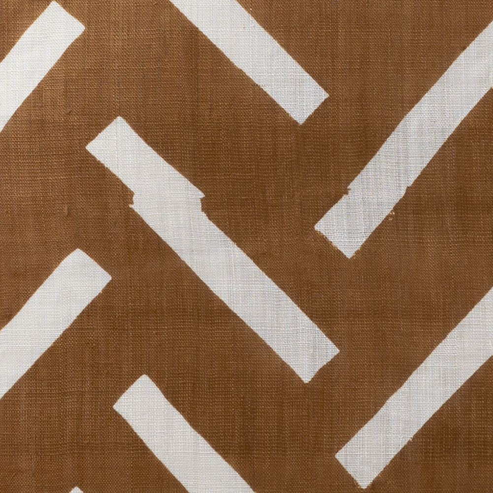 期間限定【麻・銘仙判カバー】型染めの座布団カバー ＜ハの字（桧垣）＞唐茶｜山内武志さん（山内染色工房・アトリエぬいや）
