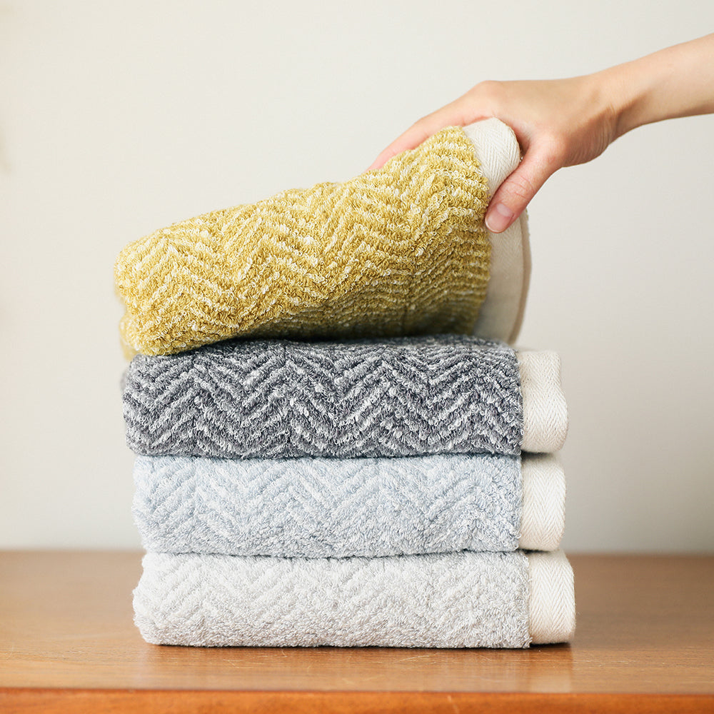 SUFFICE: herringbone サファイス ヘリンボーン ラージフェイスタオル｜工房織座 CUON:E（クオンイー）